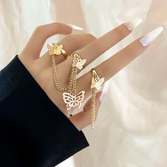 Europe and America Cross Border Ornament Personalized Creative Design Butterfly Chain Combination Ring Opening Adjustable Women's Accessories