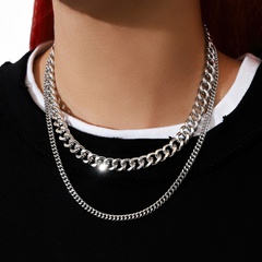 simple double layered design trend short clavicle chain necklace
