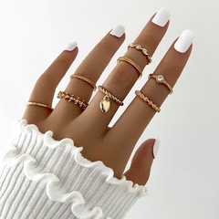 European and American Fashion New Simple Love Pendant Geometric Wave Knuckle Ring Retro Trendy Ring Eight-Piece Set