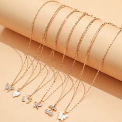 Grenz überschreiten der Schmuck Mode einfache Liebe Schmetterling Kirsche voller Diamant Trend Kombination Halskette Sechsteiliges Set