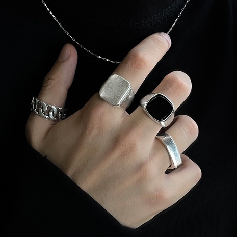 Conjunto de anillo de tendencia Punk Hip Hop Europa y América anillo de Metal geométrico Vintage de cuatro piezas's discount tags