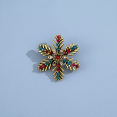 Venta caliente a través de la frontera moda Vintage Navidad copo de nieve Color circón broche Popular broche Pin ornamento