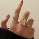 European and American accessories fashion retro smiling face opening personality trend plain ring threepiece setpicture10