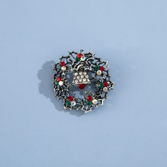 Cross-Border Sold Jewelry Christmas Brooch Fashion Vintage Bell Snowflake Full Colorful Crystals Clothing Pin