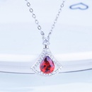 Der neue GranatZirkonRockAnhnger ist leicht mit Diamanten eingelegt Simulation Taube Blut Rubin Farbe fcherfrmige Halskettepicture8