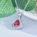 Der neue GranatZirkonRockAnhnger ist leicht mit Diamanten eingelegt Simulation Taube Blut Rubin Farbe fcherfrmige Halskettepicture10