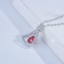 Der neue GranatZirkonRockAnhnger ist leicht mit Diamanten eingelegt Simulation Taube Blut Rubin Farbe fcherfrmige Halskettepicture11