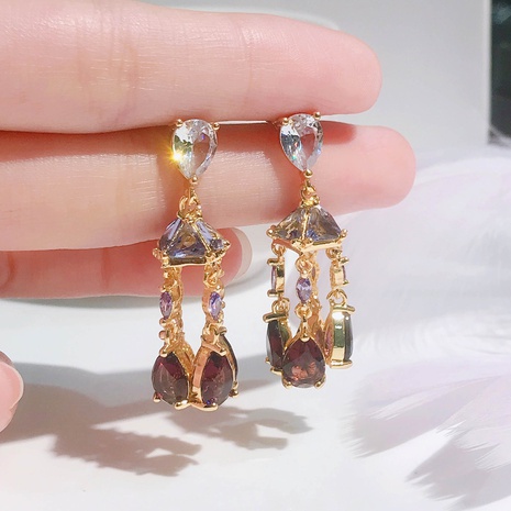 amethyst wind chime earrings retro tassel copper earrings's discount tags