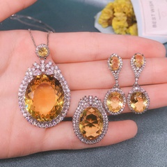 Taubenei Goldener Diamant Farbe Anhänger Lange Ohrringe Offener Ring Weiblicher Großhandel