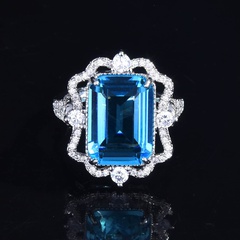 square emerald cut aquamarine topaz color open ring