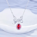 design garnet red zircon bow necklace Korean style ins niche temperament clavicle chainpicture10