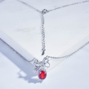 design garnet red zircon bow necklace Korean style ins niche temperament clavicle chainpicture11
