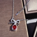 design garnet red zircon bow necklace Korean style ins niche temperament clavicle chainpicture13
