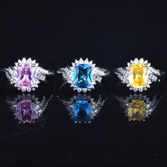 European and American light luxury pink diamond yellow diamond sapphire open ring