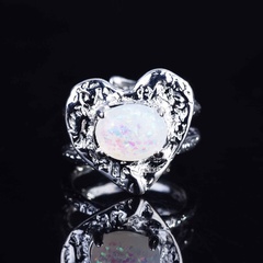 fashion heart-shaped opal ring tin sugar paper copper ring simple