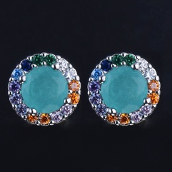 fashion colorful zircon earrings copper earrings wholesale