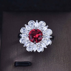 large colored gemstone jewelry wholesale natural ruby plated white gold open ring