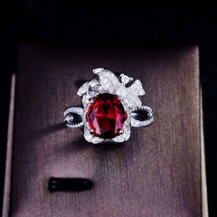 classic temperament red ring European and American micro-inlaid zircon fashion ring
