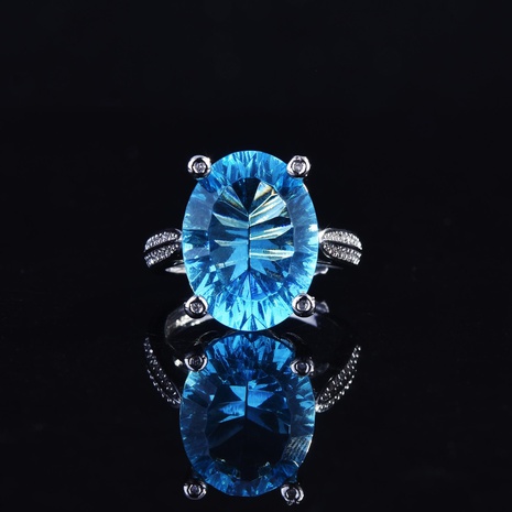 cross-border imitation sapphire European and American blue ring amethyst color zircon copper ring's discount tags