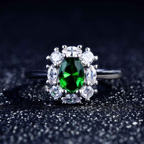 green emerald color treasure ring full zircon inlaid open ring's discount tags