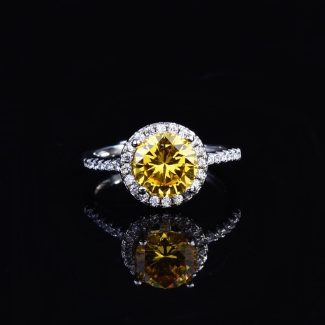 Nouvelle mode simple ronde Moissan diamant morganite coucher de soleil pierre anneau ouvert's discount tags