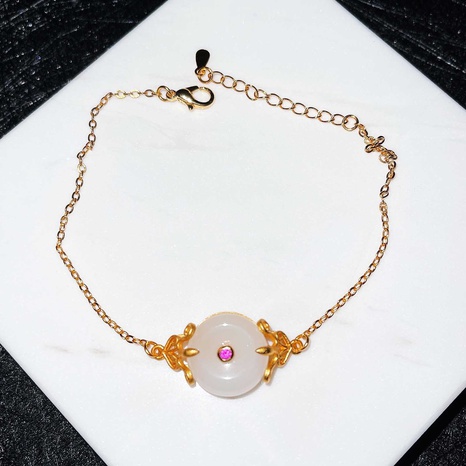 Bracelet de lotus classique palais classique vintage imitation bracelet en or jade naturel Hetian en gros's discount tags