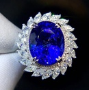 bague ouverte tanzanite bleu roi plaqu or blanc bijoux de luxe microincrustpicture6