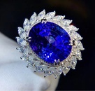 bague ouverte tanzanite bleu roi plaqu or blanc bijoux de luxe microincrustpicture7
