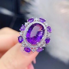 color gem ring imitates natural amethyst yellow diamond high carbon diamond open ring