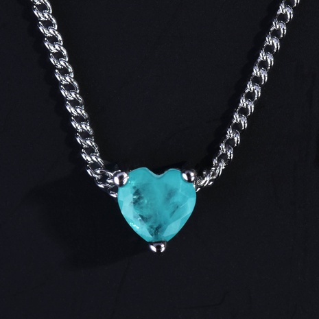 Nouveau pendentif Paraiba collier en forme de coeur lac bleu chaîne d'extension de mode chaîne de clavicule's discount tags