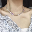 Leichte LuxusSchwerindustrie Hochfeste Schlsselbein kette weibliche Sommer se rosa Liebe zieht Choker Halskette voller Zirkon Halskettepicture15