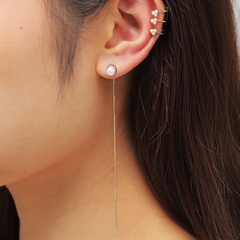 Qingdao DAVEY European and American Fashion Jewelry Exaggerated Super Long Chain Ear Clip Earrings Metal Women's Unilateral Earrings