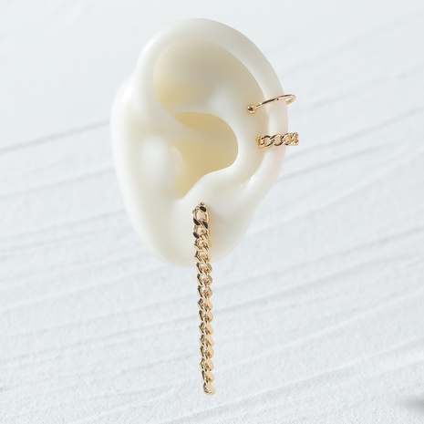 Bijoux de mode européens et américains simples boucles d'oreilles en chaîne en métal ensemble de boucles d'oreilles clip d'oreille's discount tags