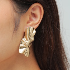 European and American Fashion Jewelry Exaggerated Folding Leaf Shape Stud Earrings