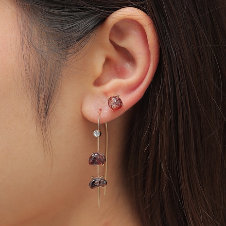 Bijoux fantaisie simples boucles d'oreilles en pierre concassée naturelle boucles d'oreilles ensemble's discount tags