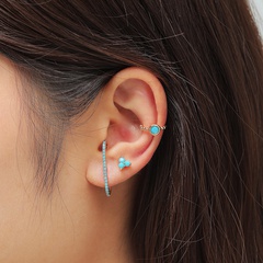 bijoux fantaisie boucles d'oreilles turquoise à verrouillage simple boucles d'oreilles clip d'oreille ensemble dames boucles d'oreilles unilatérales