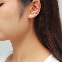 Qingdao DAVEY European and American Fashion Jewelry Peach Heart Reel Chain Ear Studs Simple Ear Clip Earrings