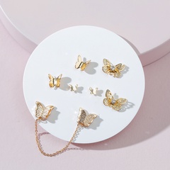 Fashion Jewelry Metal Butterfly Stud Earrings Chain Earring Set