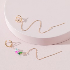 European and American fashion jewelry chain long needle ear clip earrings