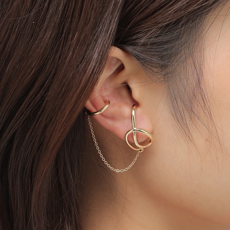 Bijoux de mode européens et américains simples boucles d'oreilles latérales exagérées boucles d'oreilles chaîne clip d'oreille's discount tags