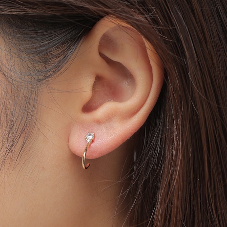Boucles d'oreilles européennes et américaines bijoux simples boucles d'oreilles en zircon incrusté de cuivre boucles d'oreilles minimalistes's discount tags
