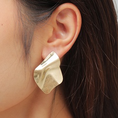 European and American Fashion Jewelry Exaggerated Folding Leaf Shape Metal Big Stud Earrings