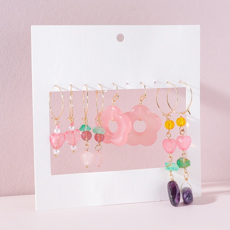 Boucles d'oreilles acryliques en pierre de pétale de fleur de coeur de pêche de bijoux de mode's discount tags