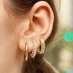 European and American Fashion Jewelry Imitation Pearl Hoop Earring Set
