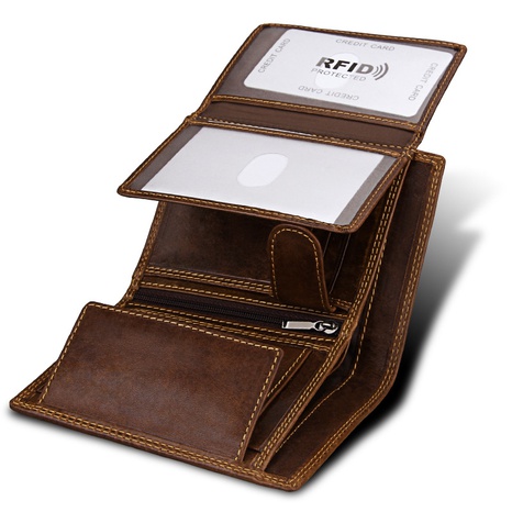 RFID-blockierte Herren brieftasche Herren brieftasche Retro-Karten tasche vertikale Brieftasche Amazon's discount tags