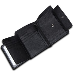 Portefeuille en cuir anti-RFID brosse antivol à la mode portefeuille vertical multifonctionnel