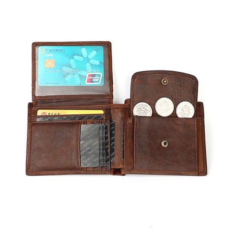 Retro cowhide men's wallet new leather horizontal RFID wallet's discount tags