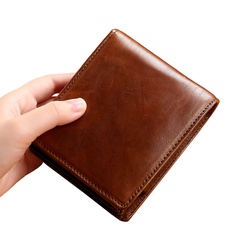 Amazon Hot RFID Men's Short Wallet Ultra-Thin Student Wallet Genuine Leather Youth Men's Bag Horizontal Coin Purse