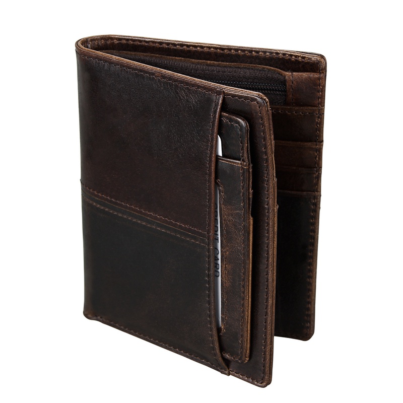 Portefeuille rtro court portefeuille en cuir de cire d39huile en gros portefeuille en cuir de brosse antivol RFID