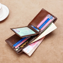 Fashion leather men's wallet top layer cowhide casual wallet short multi-card coin purse wholesale